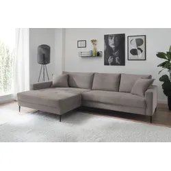 Ecksofa TRENDS BY HG "Summer L-Form", grau, B:278cm H:86cm T:174cm, Sofas, in Cord-Stoff mit Metallfuß, Topseller