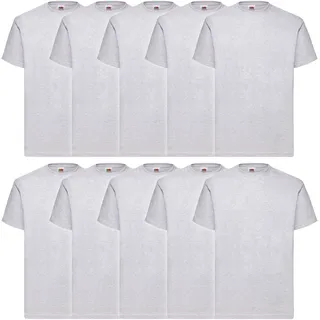 10er Pack Fruit of the Loom Valueweight T-Shirt, grau, S