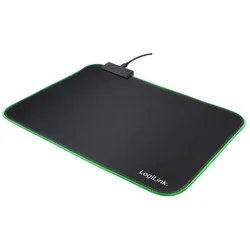 LogiLink Gaming Mauspad in Schwarz mit RGB Beleuchtung, 350x260mm