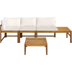 Gartenbank Ornella Creme Akazie/Textil inkl. Tisch