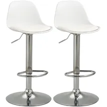 Homcom 2er-Set Barhocker mit Lehne Höhenverstellbar Weiß Stahl 40 x 42 x 82-104cm