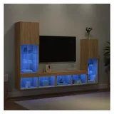 vidaXL 4-tlg. Wohnwand mit LED-Beleuchtung Sonoma-Eiche Holzwerkstoff