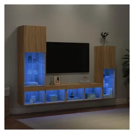 vidaXL Wohnwand mit LED-Beleuchtung Sonoma-Eiche Holzwerkstoff