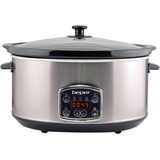 BEPER BC.510 Slow Cooker, 280 W, 4,5 Liter, Glaskeramik, Schwarz und Stahl, Nero E Acciaio