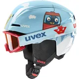 Uvex viti Set - Leichter Skihelm & Skibrille für Kinder - individuelle Größenanpassung - beschlagfrei - Light Blue Birdy 51-55 cm