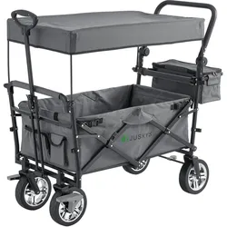 Faltbarer Bollerwagen mit Dach & Tasche - Dunkelgrau