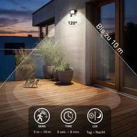 Briloner LED Strahler außen Kunststoff, Metall 14x19 cm Bewegungsmelder Schwarz