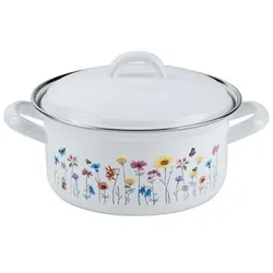 Riess Kasserolle Flora mit Deckel Ø20cm Emaille Country