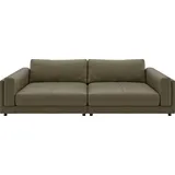 Candy Big-Sofa 3C CANDY "Karalis mit extra großer Sitztiefe, elegantes Mega Sofa zum Relaxen", grün (oliv), B:294cm H:85cm T:150cm, 100% Leder, Sofas, Big-Sofa, auch in Cord- oder Leder-Bezug, lose Kissen, loungige Bequemlichkeit