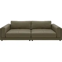 Candy Big-Sofa 3C CANDY "Karalis mit extra großer Sitztiefe, elegantes Mega Sofa zum Relaxen", grün (oliv), B:294cm H:85cm T:150cm, 100% Leder, Sofas, Big-Sofa, auch in Cord- oder Leder-Bezug, lose Kissen, loungige Bequemlichkeit