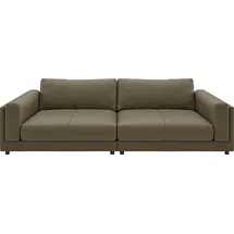 Candy Big-Sofa 3C CANDY "Karalis mit extra großer Sitztiefe, elegantes Mega Sofa zum Relaxen", grün (oliv), B:294cm H:85cm T:150cm, 100% Leder, Sofas, Big-Sofa, auch in Cord- oder Leder-Bezug, lose Kissen, loungige Bequemlichkeit