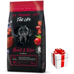 FITMIN For Life Beef & Rice 12kg + Überraschung für den Hund
