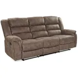 luma-home schönes für dein zuhause Relax Sofa 3-Sitzer Liegefunktion Federkernpolstercouch Stoff Vintage Grau Braun / Braun