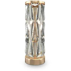 Licht-Erlebnisse Tischlampe SIMON Gold Transparent Metall Kristall E14 LE116474