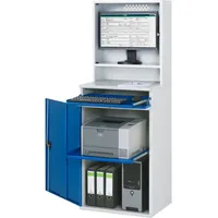 Rau Computer-Schrank Stahl 650x520x1770mm blau mit 1 Flügeltür und Monitorgehäuse