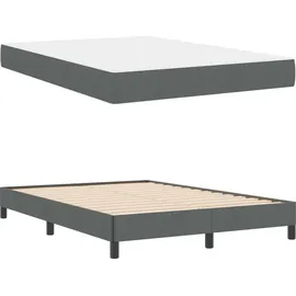 vidaXL Boxspringbett mit Matratze Dunkelgrau 140 x 200 cm Stoff vidaXL