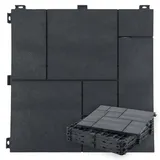 e-floor Terrassenfliesen Klicksystem aus Recycling-Material 30 x 30 cm 6 Stück – Balkon Bodenbelag Wetterfest – Klickfliesen Terrasse mit Drainagesystem – Balkonfliesen Steinoptik - 6 Stück = 0,55 m2