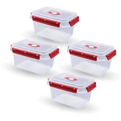 Bestlivings Frischhaltedosen für Lebensmittel ( 1,5 L ) - 4er Pack "Rot" - Vorratsdose luftdicht, Aufbewahrungsbox Meal Prep Box, Lunchbox, BPA Frei