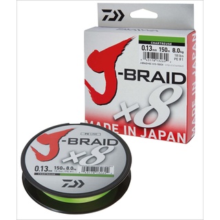 Daiwa J-braid 8 Braid 0.13mm, 8,0kg/18lbs, 300m Chartreuse, rund geflochtene Angelschnur