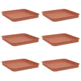 vidaXL Quadratisches Blumentablett 6 pcs Ziegelrot Kunststoff