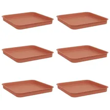 vidaXL Quadratisches Blumentablett 6 pcs Ziegelrot Kunststoff