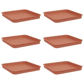 vidaXL Quadratisches Blumentablett 6 pcs Ziegelrot Kunststoff