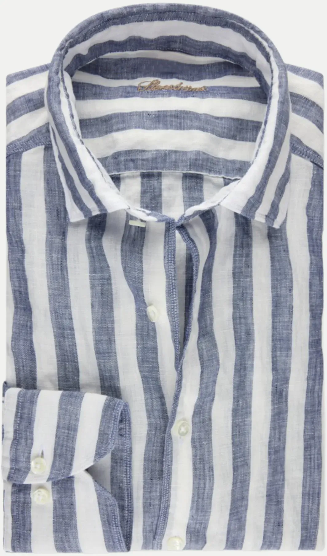 Leinenhemd mit Blockstreifen Blau XL