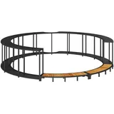 HUAKEHOM Whirlpool-Umrandung mit Stauraum Holztreppe Spa Schwimmbecken Poolumrandung Schwarz Poly Rattan