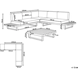 Beliani Lounge Set 5-tlg. Hellbraun/Grau