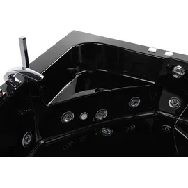 Beliani Whirlpool-Badewanne, schwarz Kunststoff, Dreieckig, 135x59x190 cm Badezimmer,,Badewannen