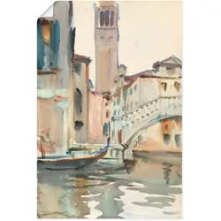 Artland Wandbild »Eine Brücke und Campanile, Venedig.«, Venedig, (1 St.), als Leinwandbild, Poster in verschied. Größen Artland Farbe Bild(er): braun