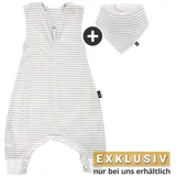 Alvi Sommer-Schlafsack mit Füßen/Sleep-Overall Light/Jumper / GRATIS Halstuch / Stripes Grey - Gr. 80 cm