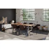 ab:stil.art.moebel Essgruppe 200 cm Mango naturfarben A-Gestell silber mit 6 Stühlen DORA - 2 Jahre Gewährleistung - mind. 14 Tage Rückgaberecht - Beige,Silber - 100x200