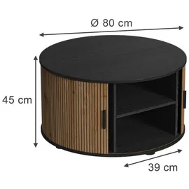 Vicco Selva Schwarz Eiche 80 x 80 x 45 cm