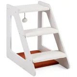 COSTWAY Haustiertreppe (1-St), Katzentreppe, 3 Stufen Hundetreppe, mit Katzenbett weiß