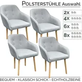 TSGPS Stühle Esszimmerstühle in 2er, 4er, 6er, 8er Set, Armlehnstuhl Polsterstuhl Stoff Sessel mit Armlehne Echtholz Stuhl Sessel Stuhlbeine in Hellgrau