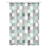 KLEINE WOLKE Duschvorhang Check 180 x 200 cm blau