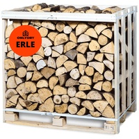 Onlydry Brennholz Erle mit weniger als 18% Feuchtigkeit Palette - Perfekt für Ofen, Feuerschale, Kamin, Kaminofen - Premium Qualität Sauberes und trockenes Kaminholz/Feuerholz... (1 RM; 1.5 SRM)