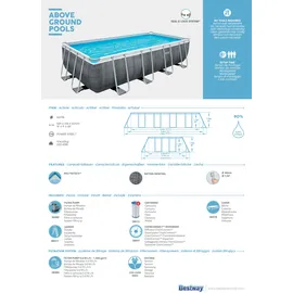 BESTWAY Power Steel Frame Pool Set 549 x 274 x 122 cm inkl. Filterpumpe grau Rattanoptik
