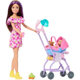 Barbie Skipper Babysitters Inc. Spielset mit brünetter Puppe und Blonder Babypuppe (JJB42)