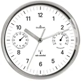 Dugena Funkwanduhr DUGENA Funk-Wanduhr mit Thermo- und Hygrometer 4277430 silberfarben