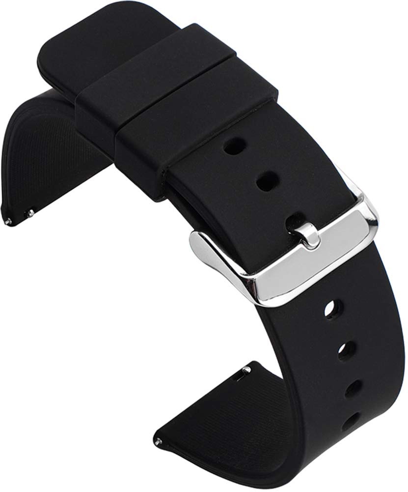 Shieranlee 22mm Silikon Uhrenarmband mit Edelstahl Silberne Schnalle für Galaxy Watch 3 45mm/Galaxy Watch 46mm/Gear S3 Frontier/Classic/Moto 360 2nd Gen 46mm/Huawei Watch GT 2/Ticwatch Pro