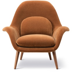 Swoon Lounge Armchair, walnuss lackiert / grand mohair 2103