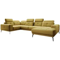 Luxusbetten24 Sofa Designer Sofa Nerio, mit verstellbarer Kopf- und Rückenlehne gelb