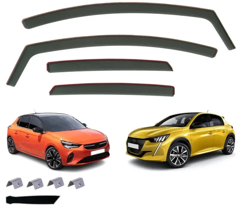 Satz mit 4 Stück Windabweiser für Opel Corsa F / Peugeot 208 (5‐türig) ab 2019