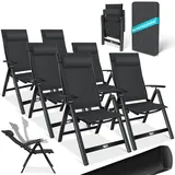 Kesser KESSER® Gartenstuhl Hochlehner mit Armlehnen Aluminium Klappstuhl inkl. Kopfkissen Campingstuhl 7-Fach Verstellbar Rückenlehne Atmungsaktiv & Wetterfest Klappbar & Anti-Rutsch
