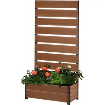 Dobar dobar® XXL-Pflanzkübel aus WPC mit hohem Rankgitter-Sichtschutz - Großer Pflanzkasten ideal für Balkone und Terrassen - 72 x 33 x 137 cm - Teak