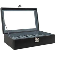 FRIEDRICH23 Uhrenbox Infinity für 10 Uhren mit Glasdeckel Schwarz