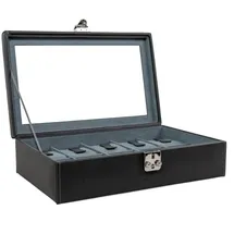 FRIEDRICH23 Uhrenbox Infinity für 10 Uhren mit Glasdeckel Schwarz