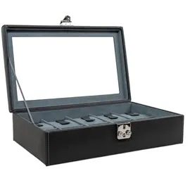 FRIEDRICH23 Uhrenbox Infinity für 10 Uhren mit Glasdeckel Schwarz